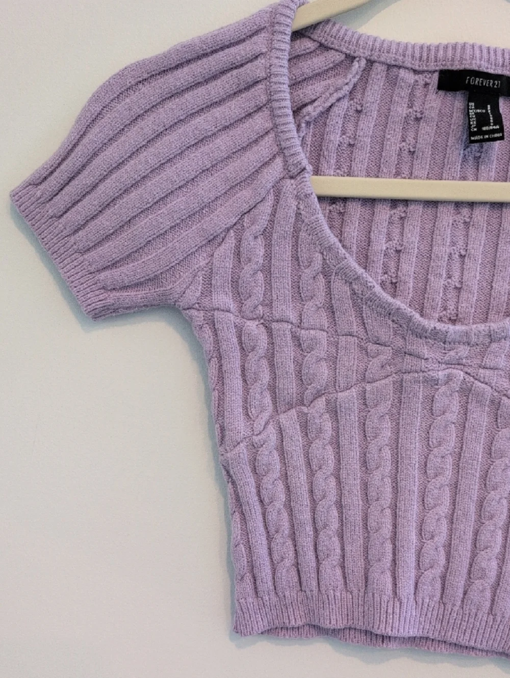 Forever 21 Lavender Cable-Knit Scoop Crop Top - Picture 4 of 5
